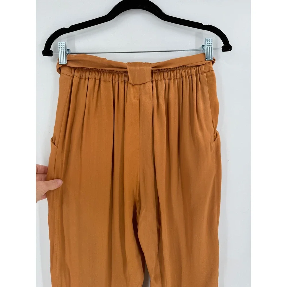 NWT Indah Agent S Pants Womens Small Honey Viscose‎ Pleated Tie Waist Boho Chic